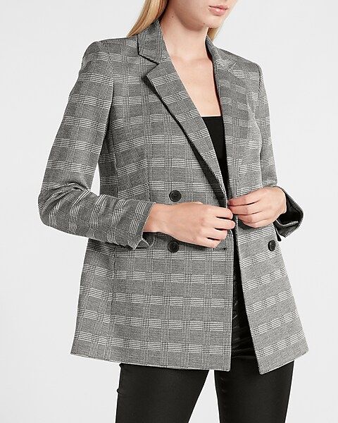Plaid Double Breasted Blazer | Express