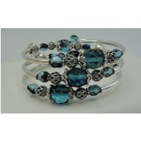 Silver & Teal Crystal Wrap Bracelet, Navy Blue Stacking Bridesmaid Bracelets | Etsy (US)