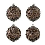 4-Count Brown Pinecone Textured Shatterproof Christmas Ornaments, 5.9 in, by Holiday Time | Walmart (US)