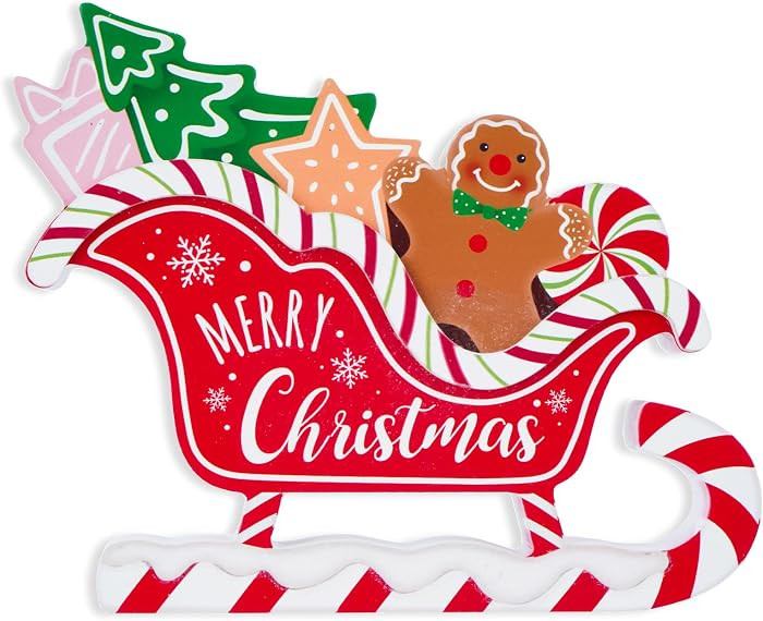 Christmas Decorations for Home Farmhouse Gingerbread Sleigh Decor Indoor Wooden Merry Christmas S... | Amazon (US)