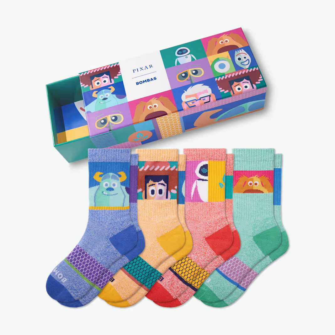 Youth Pixar | Bombas Calf Sock 4-Pack Gift Box | Bombas