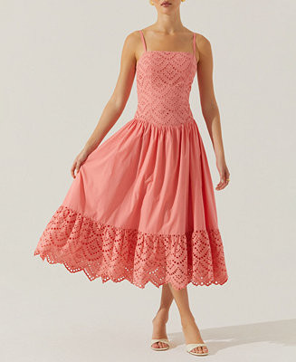 ASTR the Label Women's Nathalia Cotton Eyelet Midi Dress - Macy's | Macy's