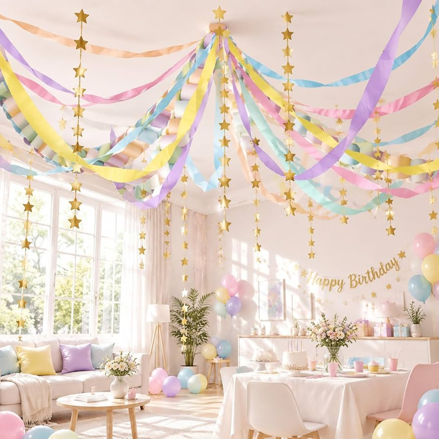 Gueevin 600 Sheets Fancy Paper Chain Garland Stars Whimsical Party Decor | Amazon (US)