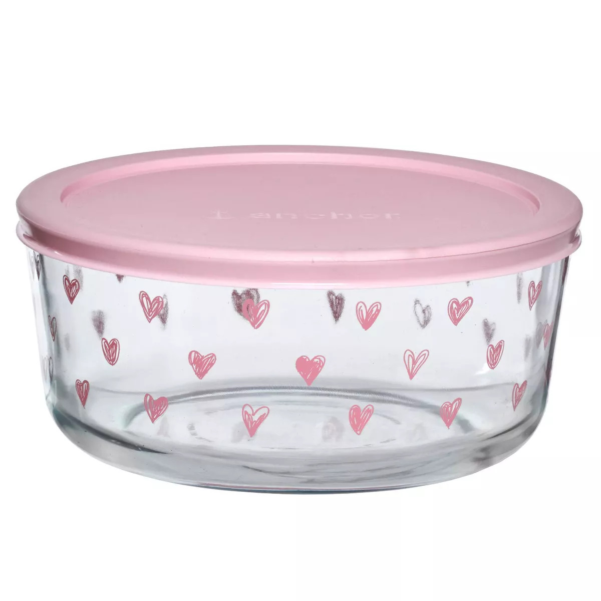 Anchor 7c Glass Hearts Food Storage Container Pink | Target