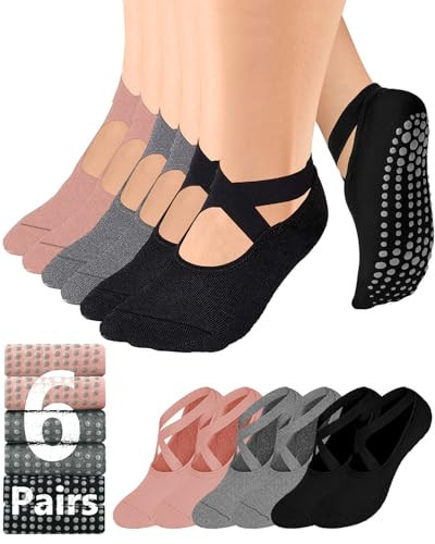 Pilates Grip Socks for Women Men Girls Non Slip Skid Yoga Black Cute Socks Pure Barre Socks with Grips and Straps Anti Slip Grippy Ideal for Ballet Dance Barefoot Workout Home Gripper Socks M02 | Amazon (US)