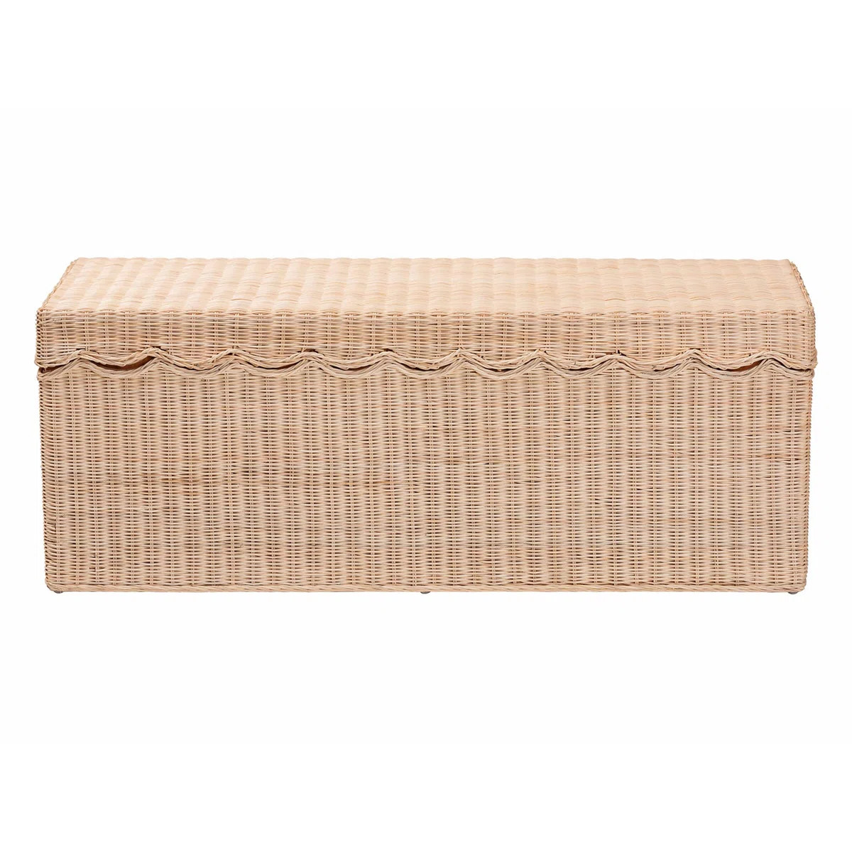 Bali & Pari Damita Scallop Natural Rattan Chest With Lift-Top Lid \u2013 Coastal Boho Style Stora... | Wayfair North America