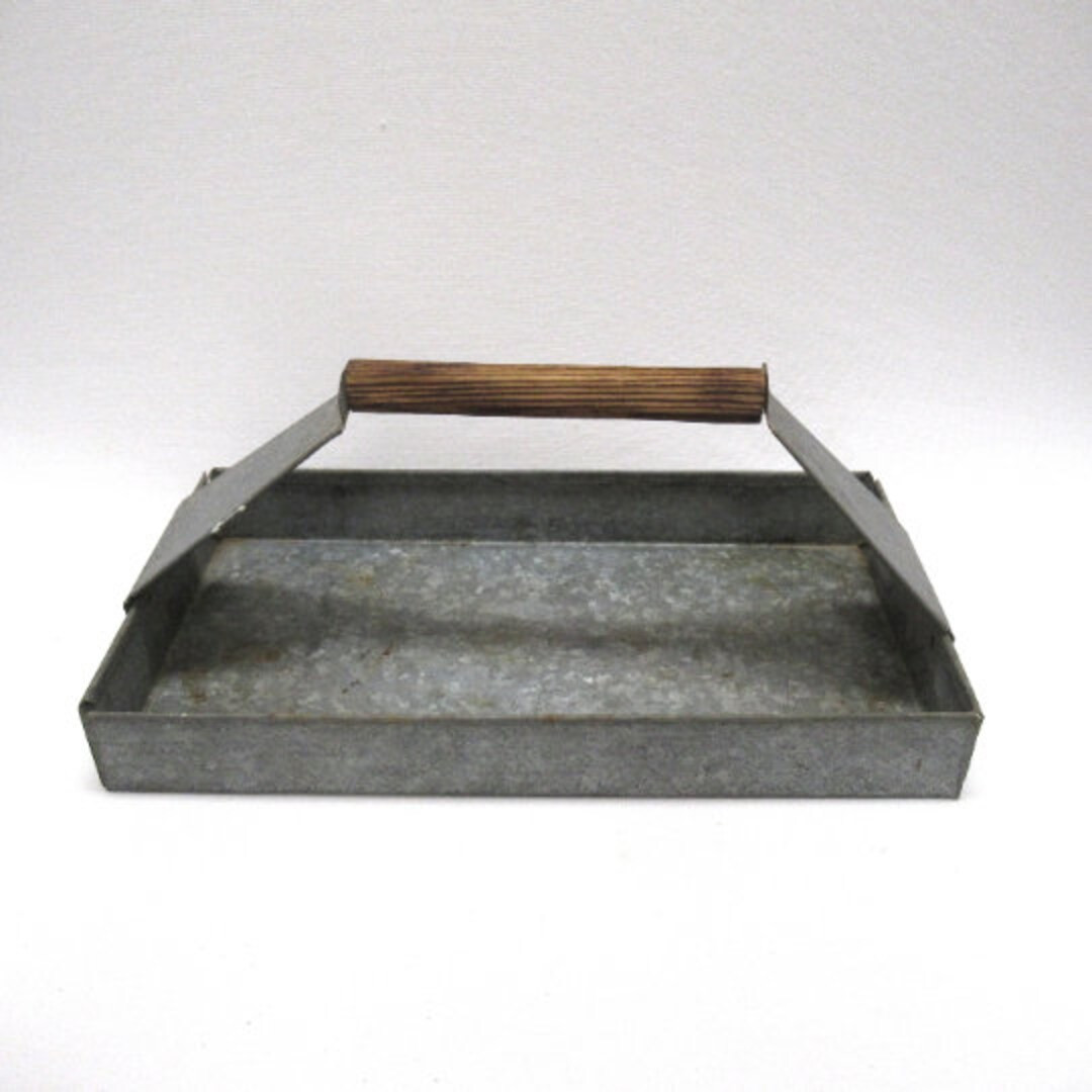 Vintage Galvanized Tray W/ Wooden Handle, SHALLOW Rustic Rusty Shabby Holder, Garden Seed Tote 13... | Etsy (US)