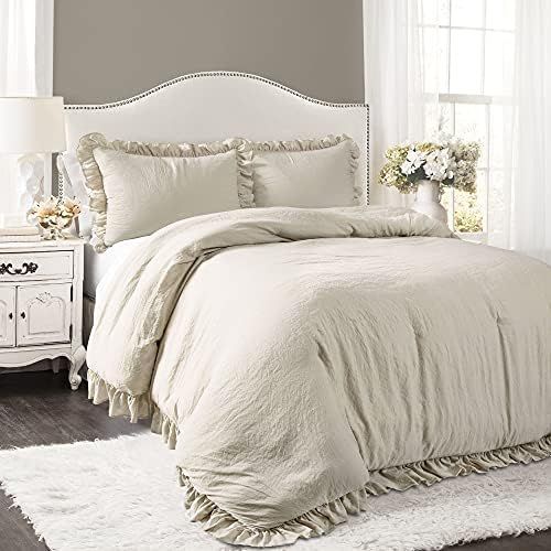 Lush Decor Wheat Reyna Comforter Ruffled 3 Piece Set with Pillow Sham King Size Bedding | Amazon (US)