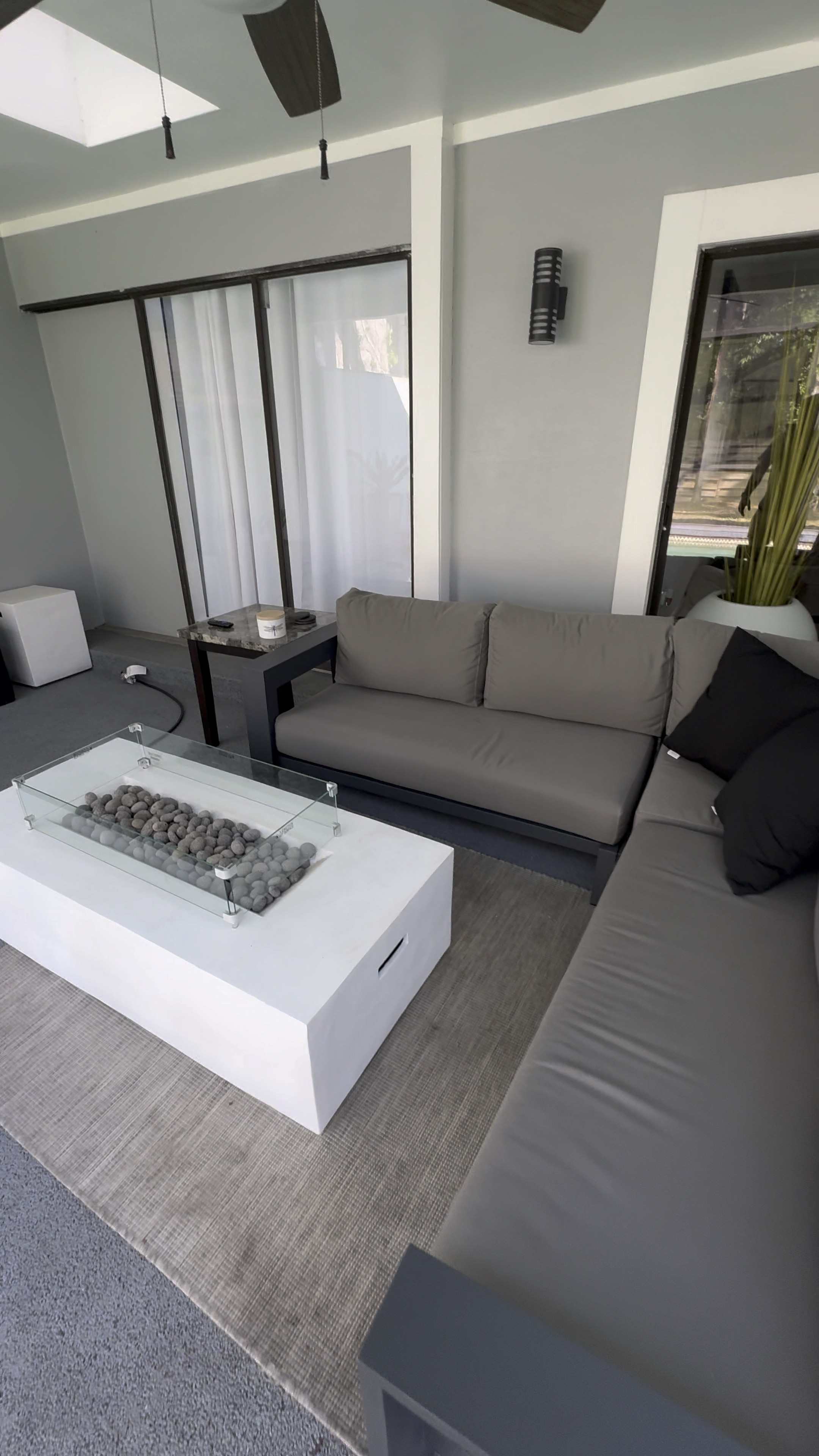 Super comfy and so ready for summer! Check out our brand new Walker sectional patio set from crate and barrel. Super durable and comfy. Going with the patio set we have the crate and barrel outdoor black planter that is also part of the walker collection, which we have filled with agave plants! Also added in the citronella candle to get the mosquitos away! Clean modern white propane firepit is from rooms to go property brothers edition! Linked also are the patio pillows on Amazon. 

#LTKVideo #LTKSeasonal #LTKhome