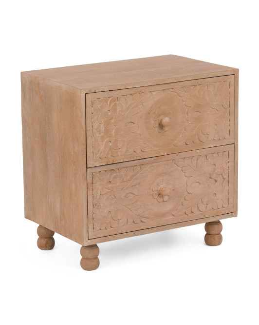 24x24 Corum Mango Wood 2 Drawer Side Table | TJ Maxx