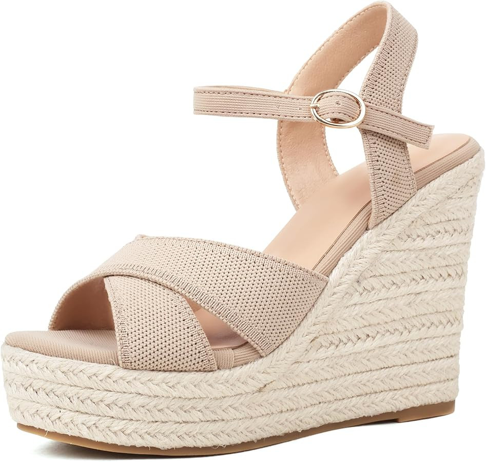 Espadrille Wedge Sandals for Women, Women's Platform Wedge Heels, High Heel Summer Wedges for Wom... | Amazon (US)