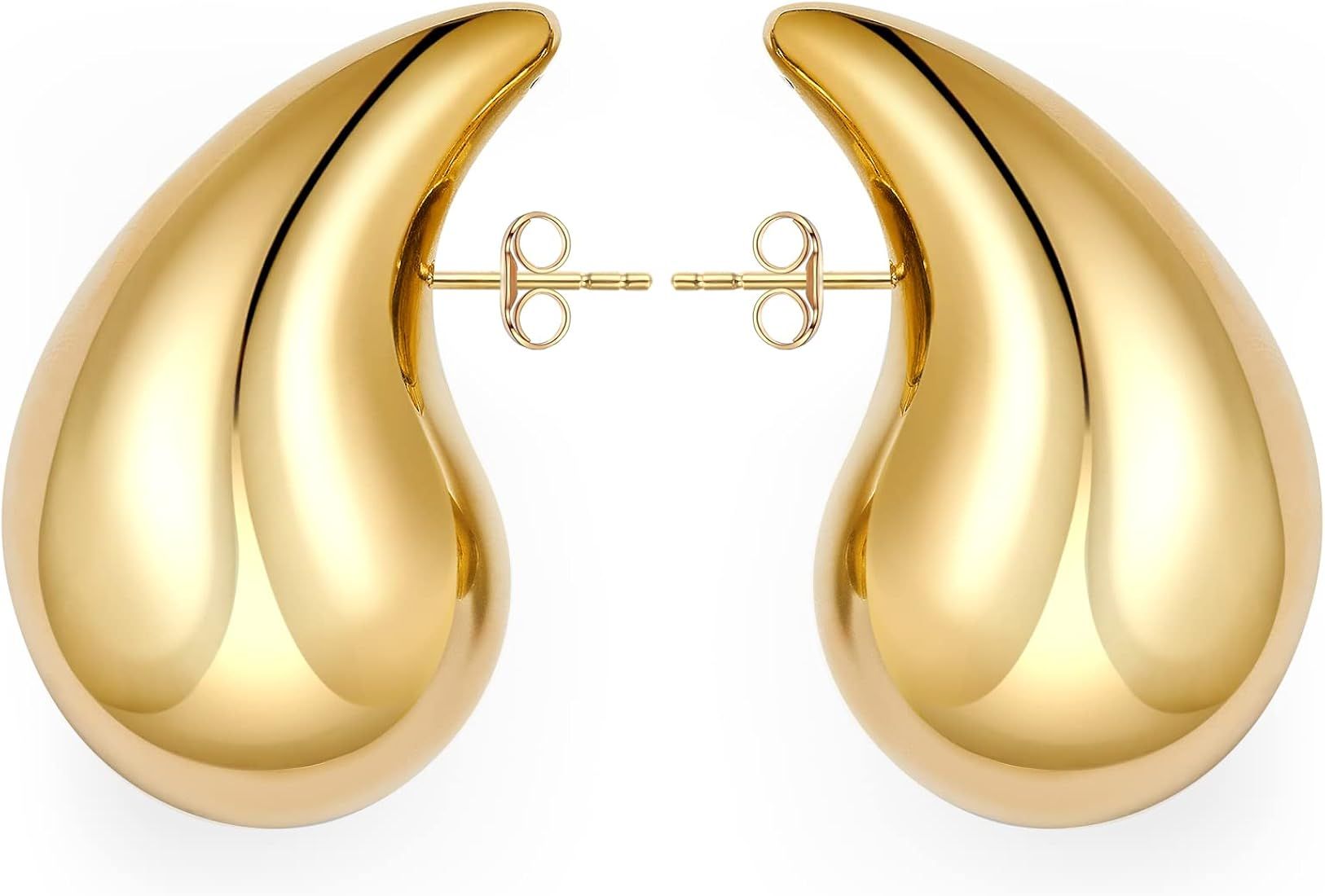 Chunky 18K Dupes Ohrringe Gold, Waterdrop Goldene Ohrringe Damen Ohrringe Dupes Earrings for Wome... | Amazon (DE)
