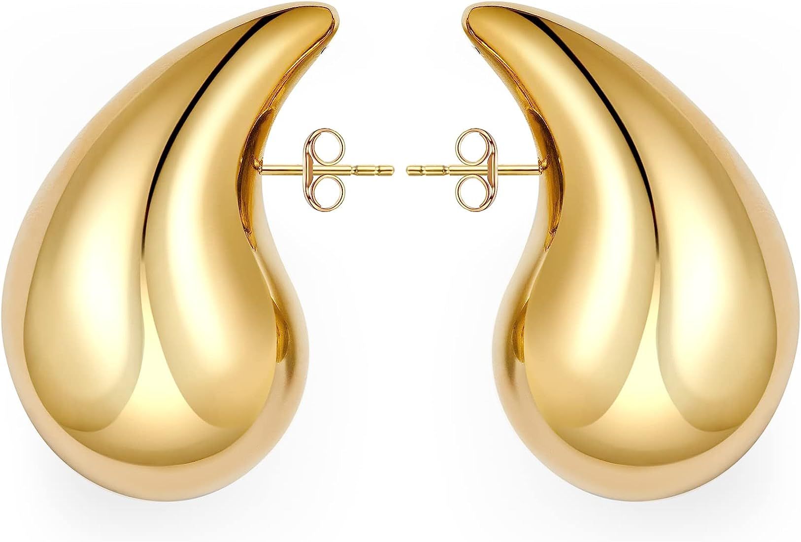Chunky 18K Dupes Ohrringe Gold, Waterdrop Goldene Ohrringe Damen Ohrringe Dupes Earrings for Wome... | Amazon (DE)