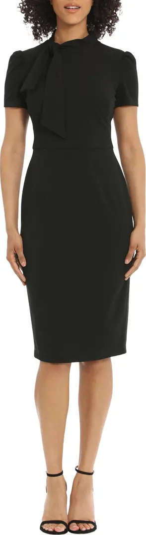 Tie Neck Puff Sleeve Scuba Crepe Dress | Nordstrom Rack