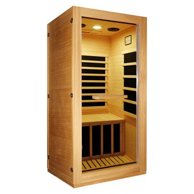Single Person Infrared Sauna Room - Home Indoor Far Infrared Sauna with 5 Heating Plates, 10-Color LED Light, Natural Wood Construction | Wayfair North America