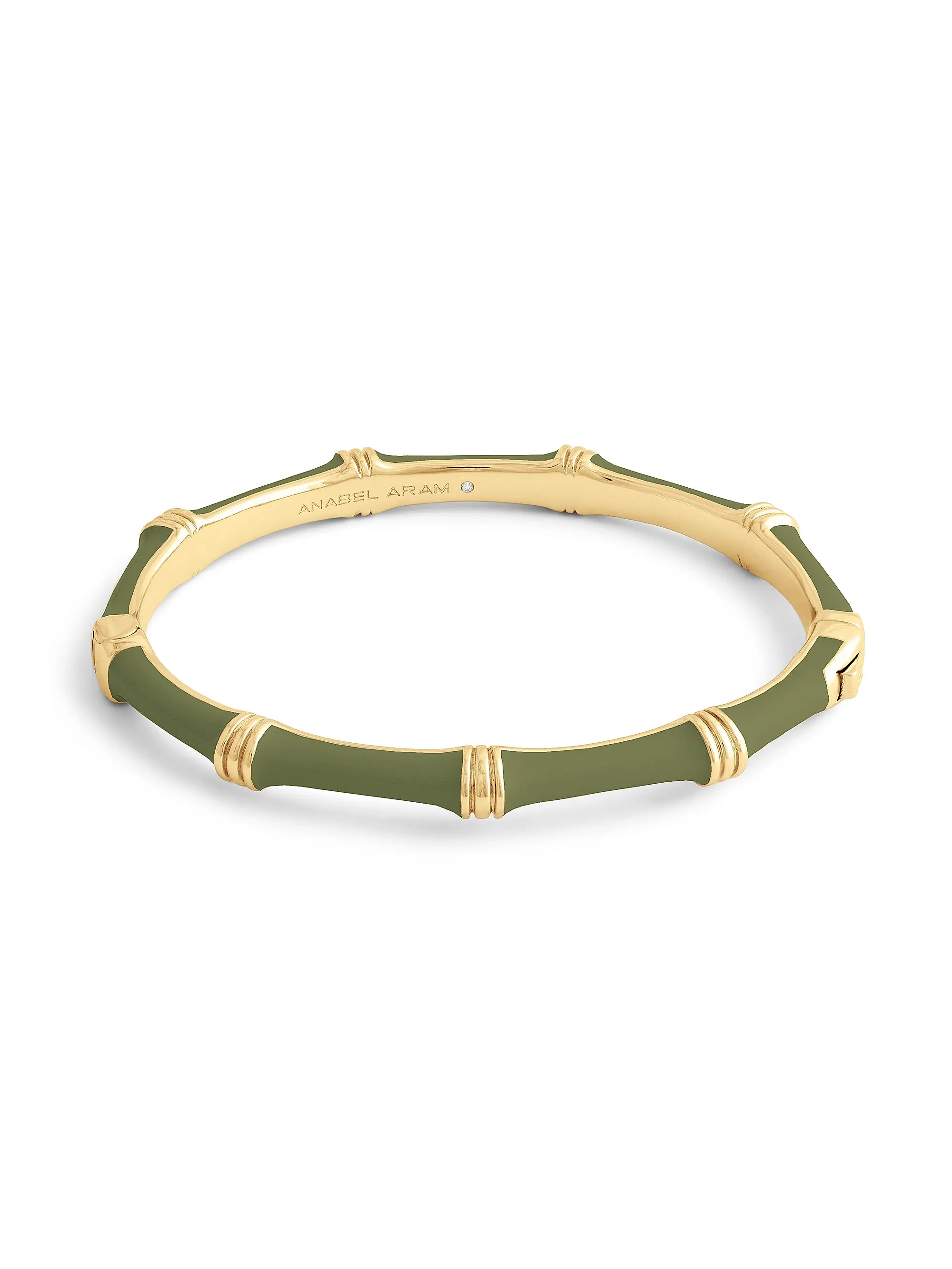 Anabel Aram Bamboo 18K-Gold-Plated &amp; Enamel Hinged Bangle | Saks Fifth Avenue | Saks Fifth Avenue