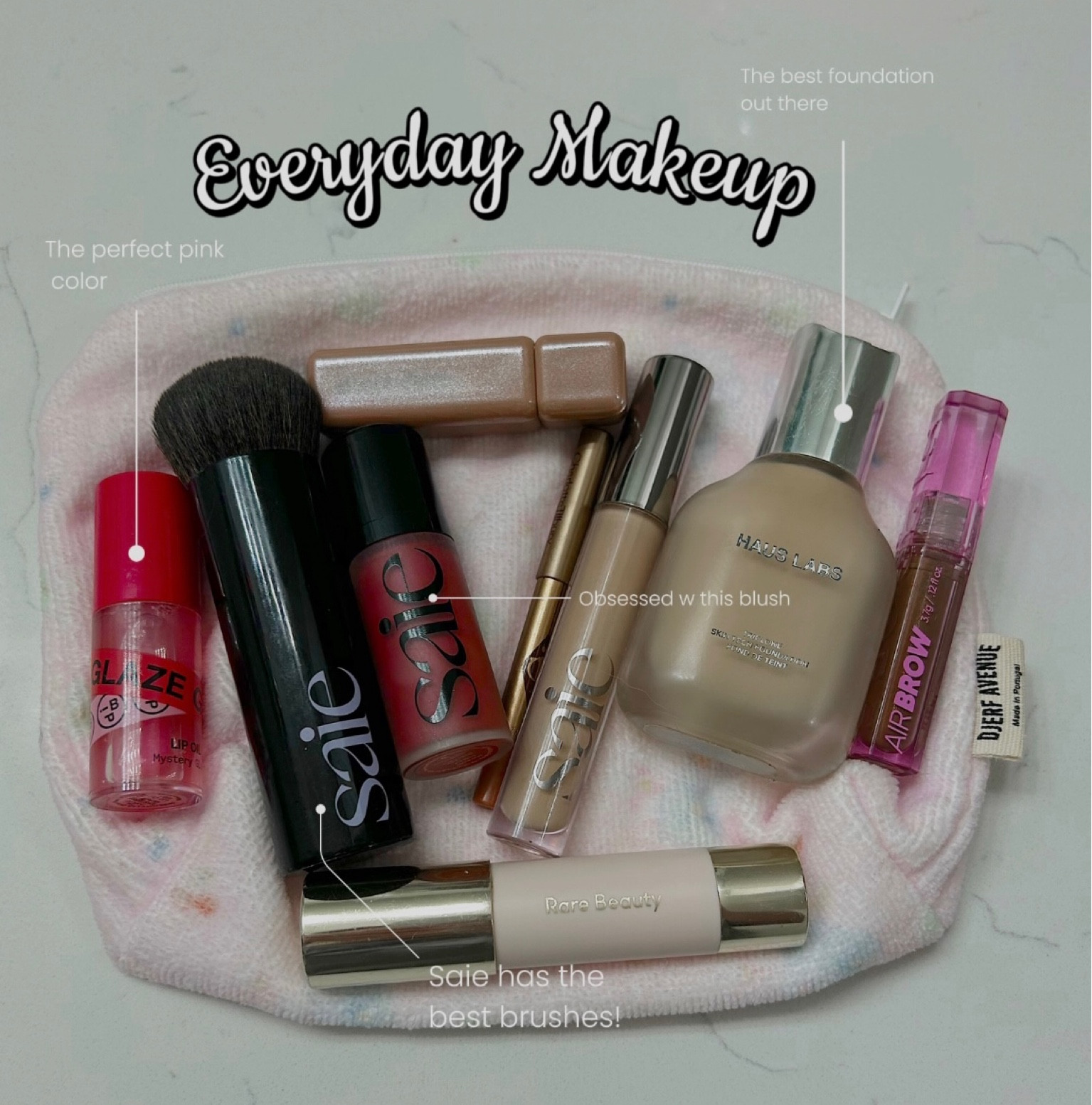 Everyday makeup products🤍
Saie blush- shade chilly 
Haus labs- shade 160
Kosas- soft brown
Lip oil- mystery Sale
Saie concealer-One + half
Rare bronzer- happy sol
Ct liner- pillowtalk
About face eyeshadow-fracture

#LTKGiftGuide #LTKHoliday #LTKHolidaySale