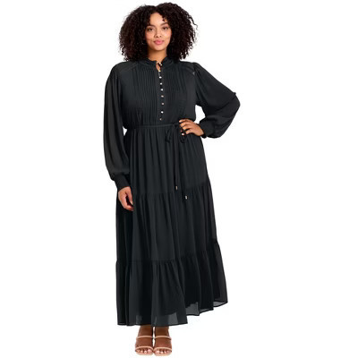 Avenue Jasmine Tiered Maxi Dress - 20, Black | Target