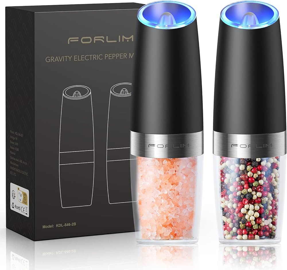 FORLIM Gravity Electric Salt and Pepper Grinder Set, Automatic Pepper Grinder Shakers Mill, Upgra... | Amazon (US)