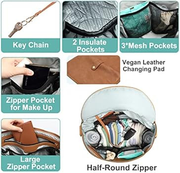 Diaper bag, Leather Diaper Bag Backpack by MF Store, Diaper Backpack with Laptop Sleeve,Changing ... | Amazon (US)