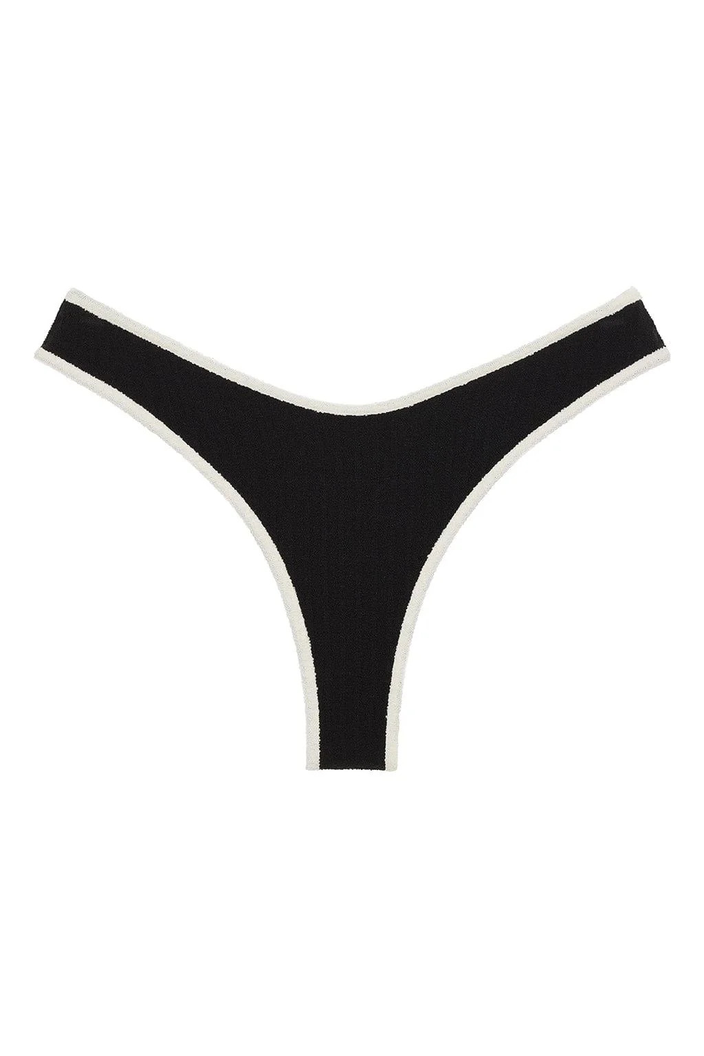 Black (Cream Binded) Terry Rib Lulu Bikini Bottom | Montce