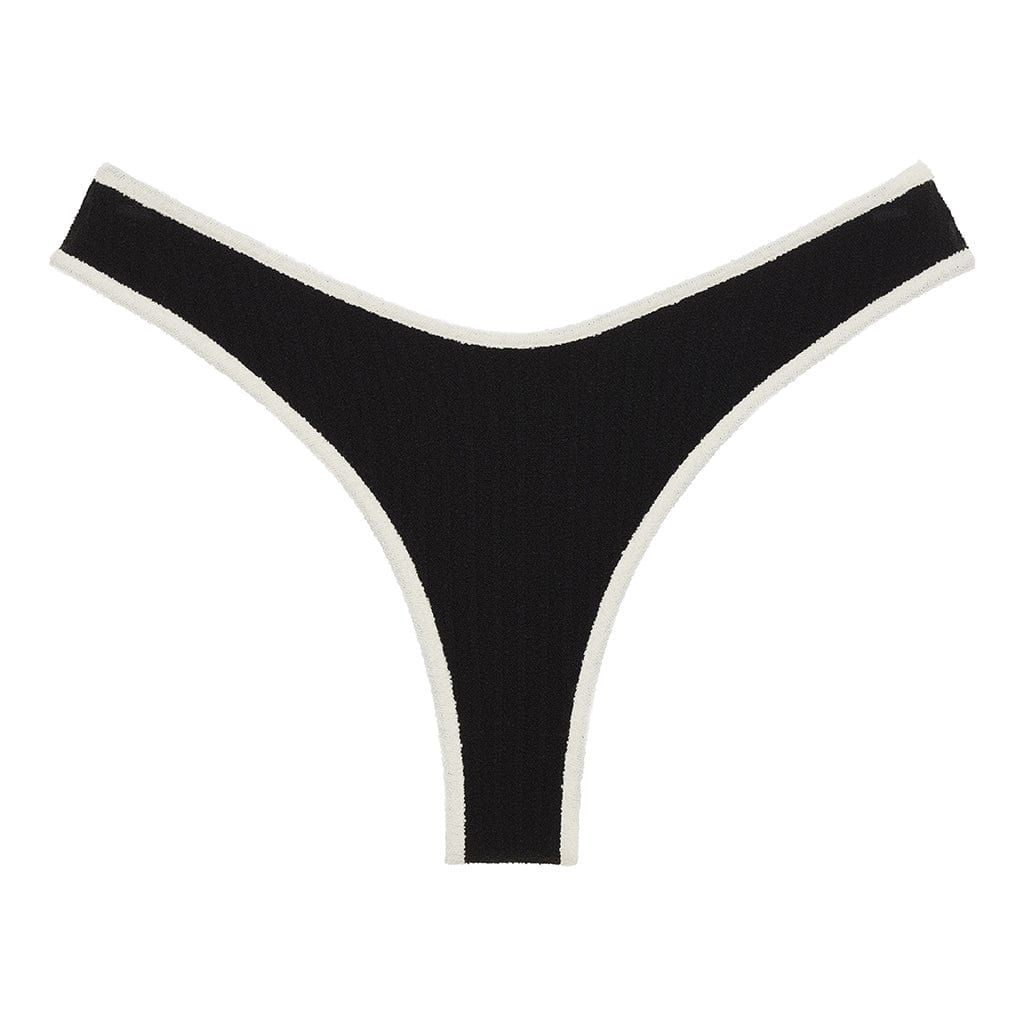 Black (Cream Binded) Terry Rib Lulu Bikini Bottom | Montce