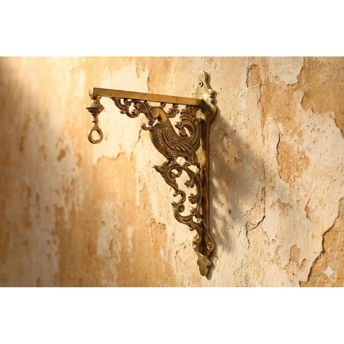Ornate Peacock Solid Brass Wall Bracket, 8.5-Inch Decorative Shelf Support | Wayfair North America