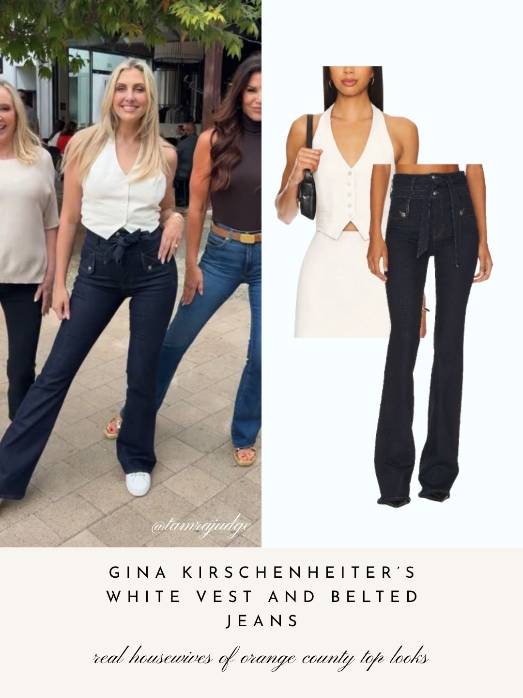 Gina Kirschenheiter’s White Vest and Belted Jeans 📸 = @ginakirchenheiter