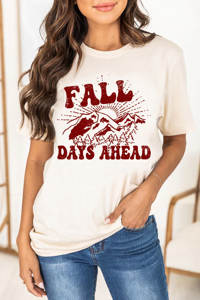 Fall Days Ahead Brick Cream Graphic Tee | Pink Lily