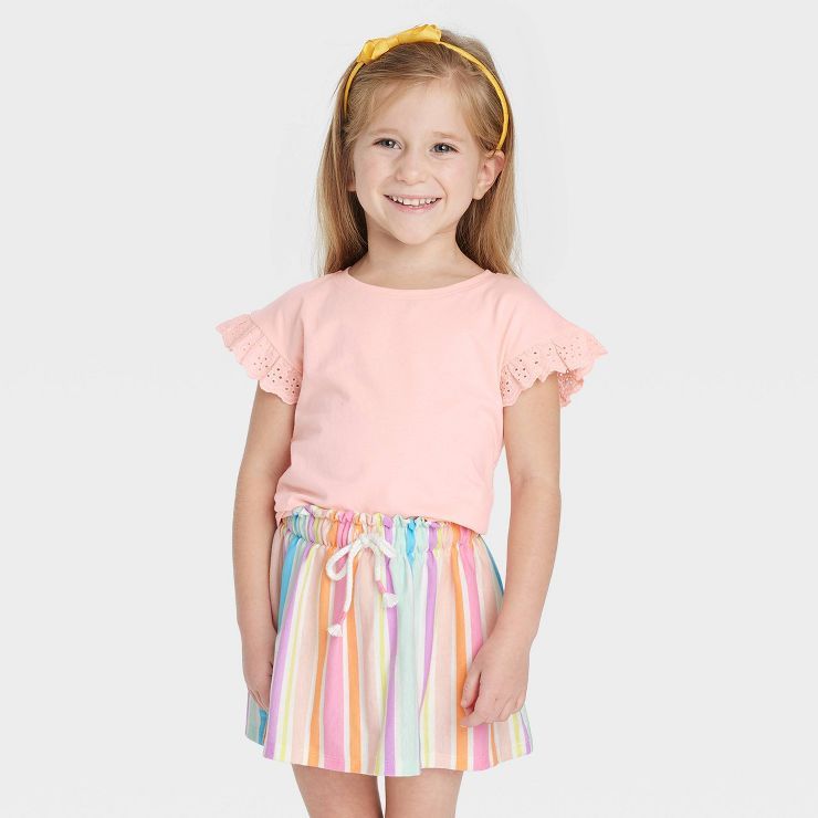 Toddler Girls' Eyelet T-Shirt - Cat & Jack™ Pink | Target
