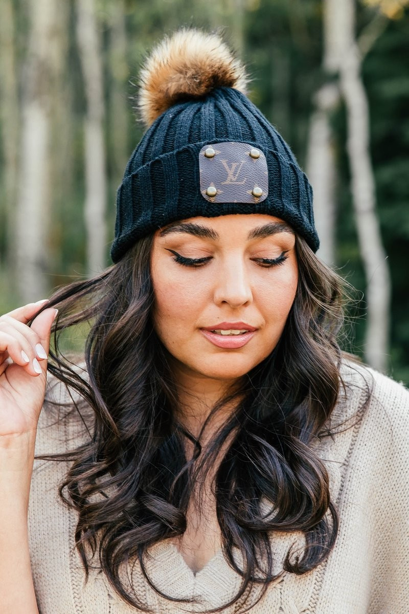 Black Beanie with LV logo | Vintage Boho