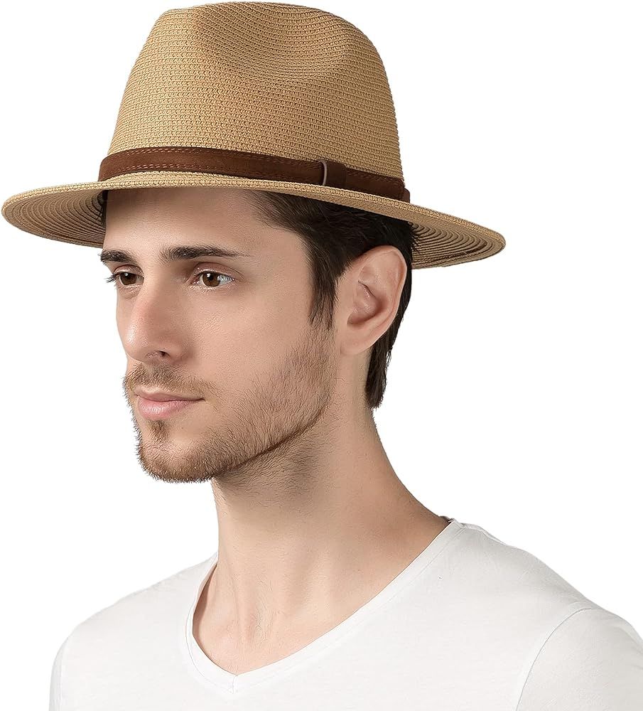 Lanzom Summer Beach Sun Hats for Men Women Foldable Floppy Travel Packable Staw Hat, Wide Brim Ha... | Amazon (US)