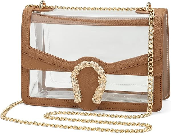 Clear Crossbody Bag for Women Stadium Approved Clear Purse with Chain Strap Cute Clear Bag for Sp... | Amazon (US)