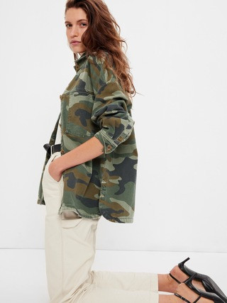 Oversized Khaki Shirt Jacket with Washwell | Gap (US)