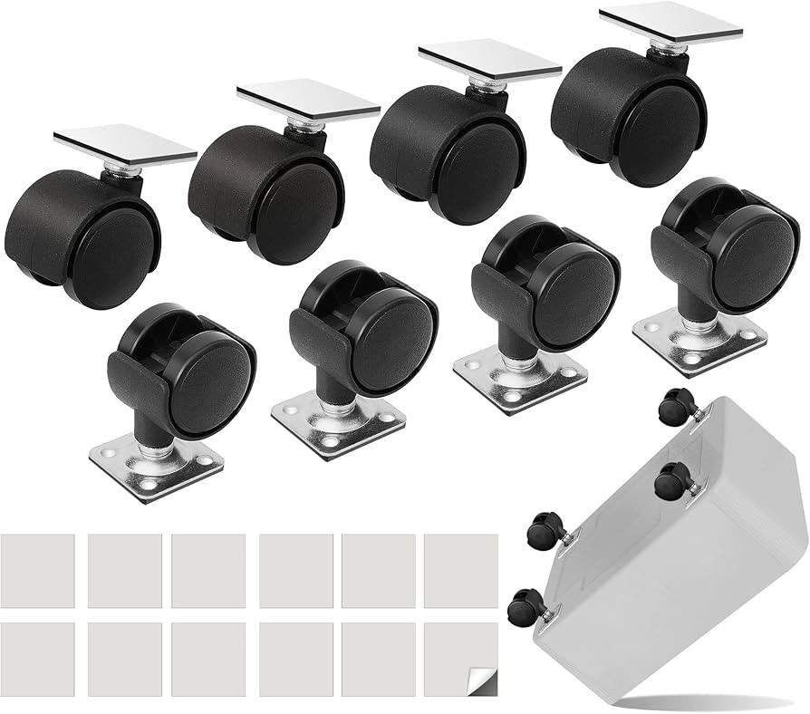 Cofufu 8 PCS 1" Free Punching Pastable Plate Caster, Self Adhesive Swivel Wheels, 360° Rotation ... | Amazon (US)