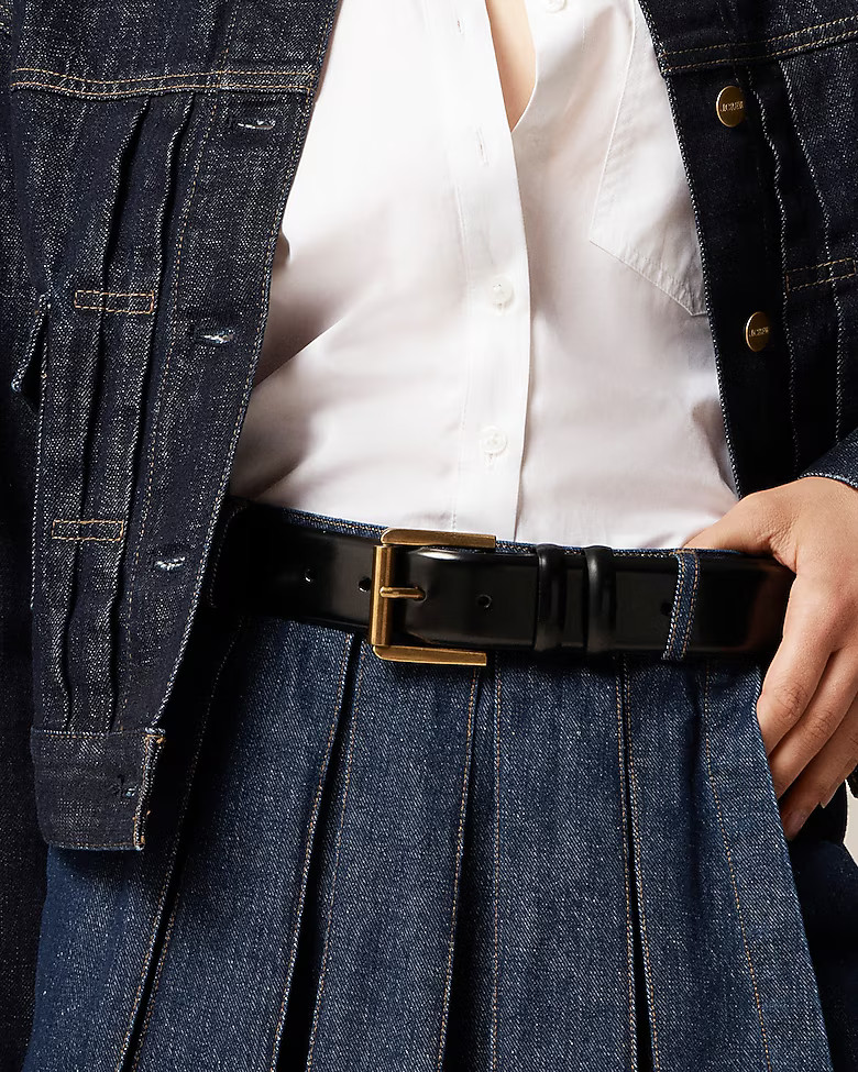 Wide belt in spazzolato leather | J. Crew US