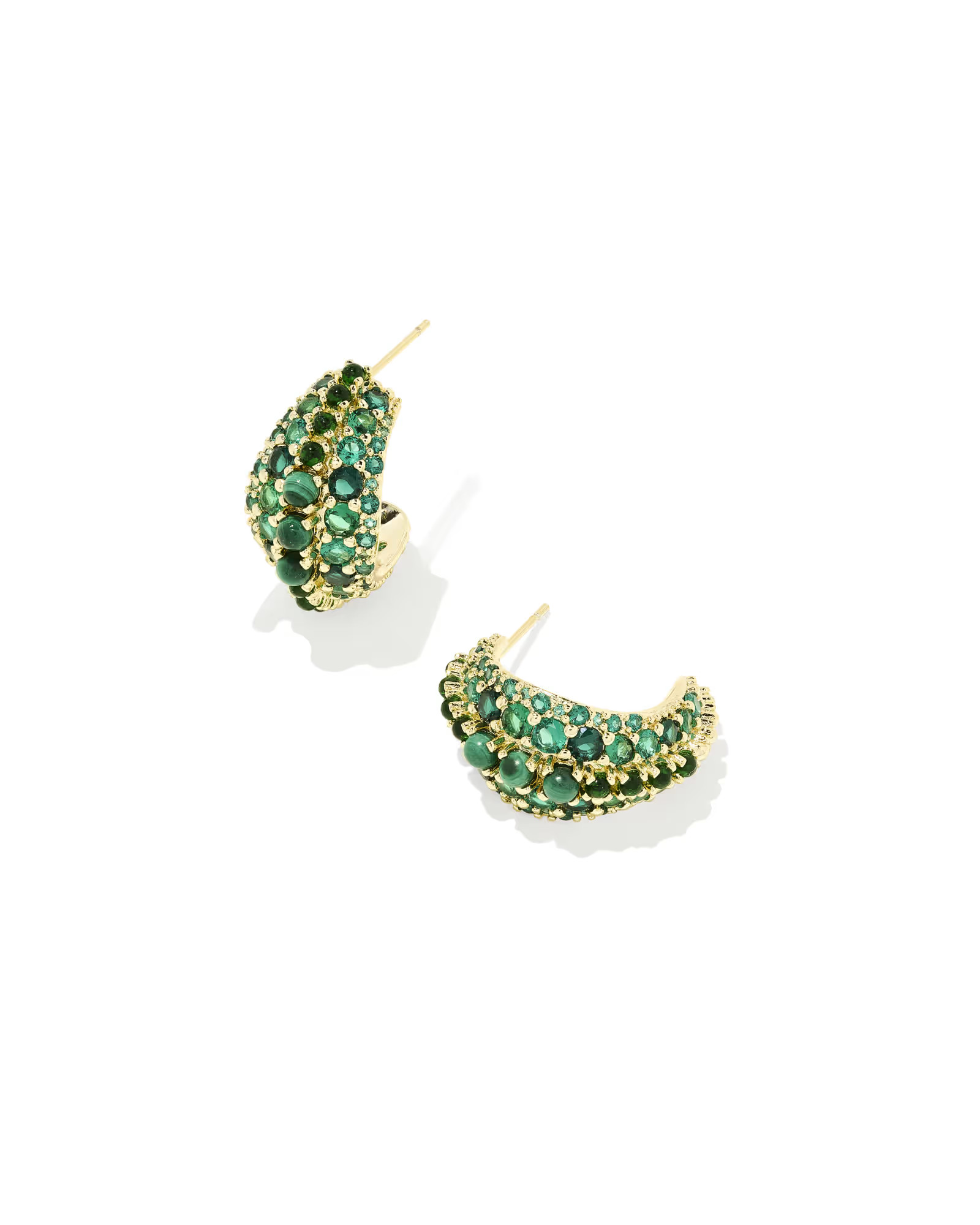Krista Gold Hoop Earrings in Green Mix | Kendra Scott