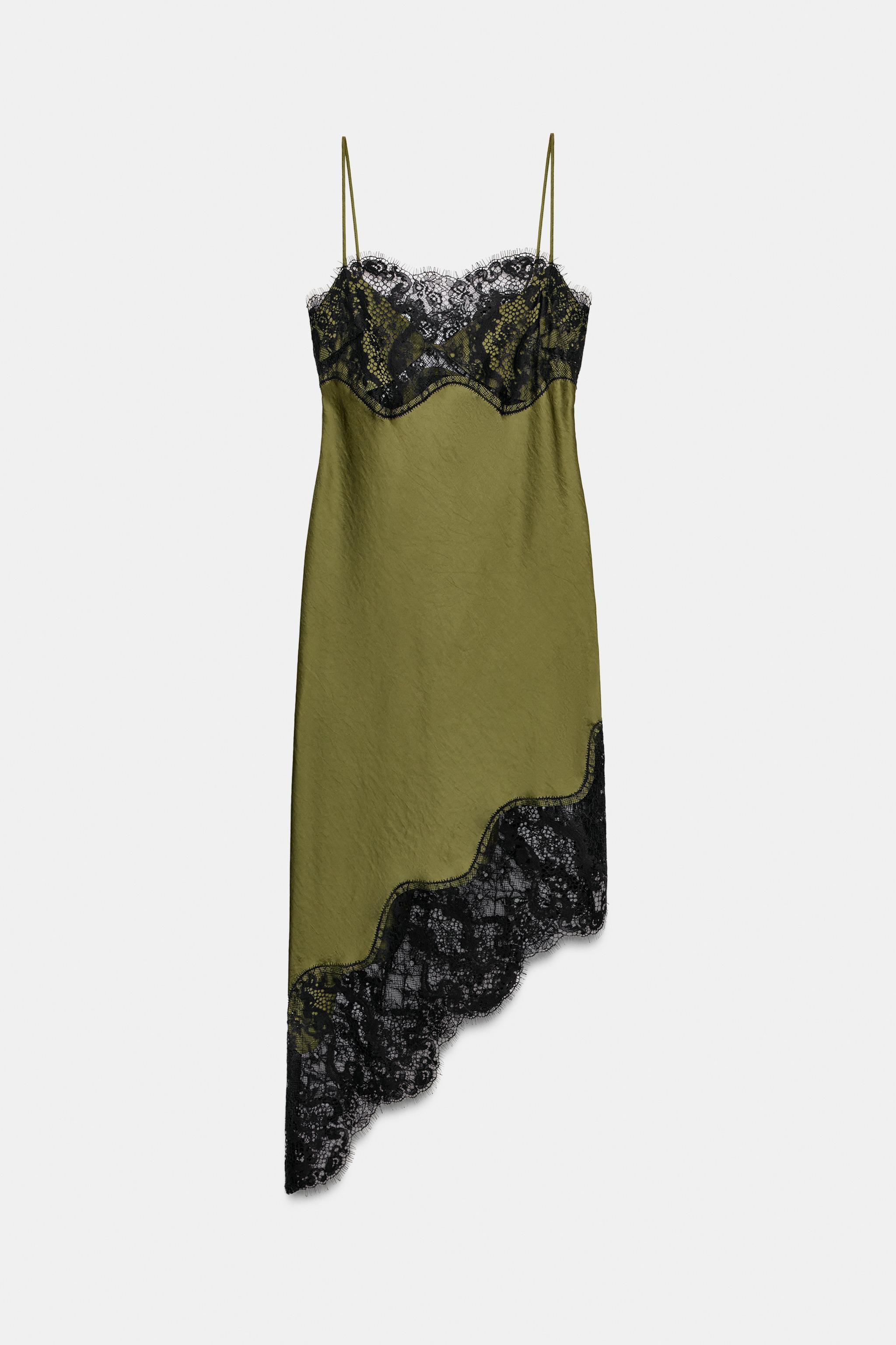 ASYMMETRICAL SATIN EFFECT LACE DRESS ZW COLLECTION | Zara US