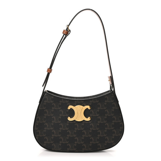 Triomphe Canvas Calfskin Medium Tilly Triomphe Shoulder Bag Tan | FASHIONPHILE (US)