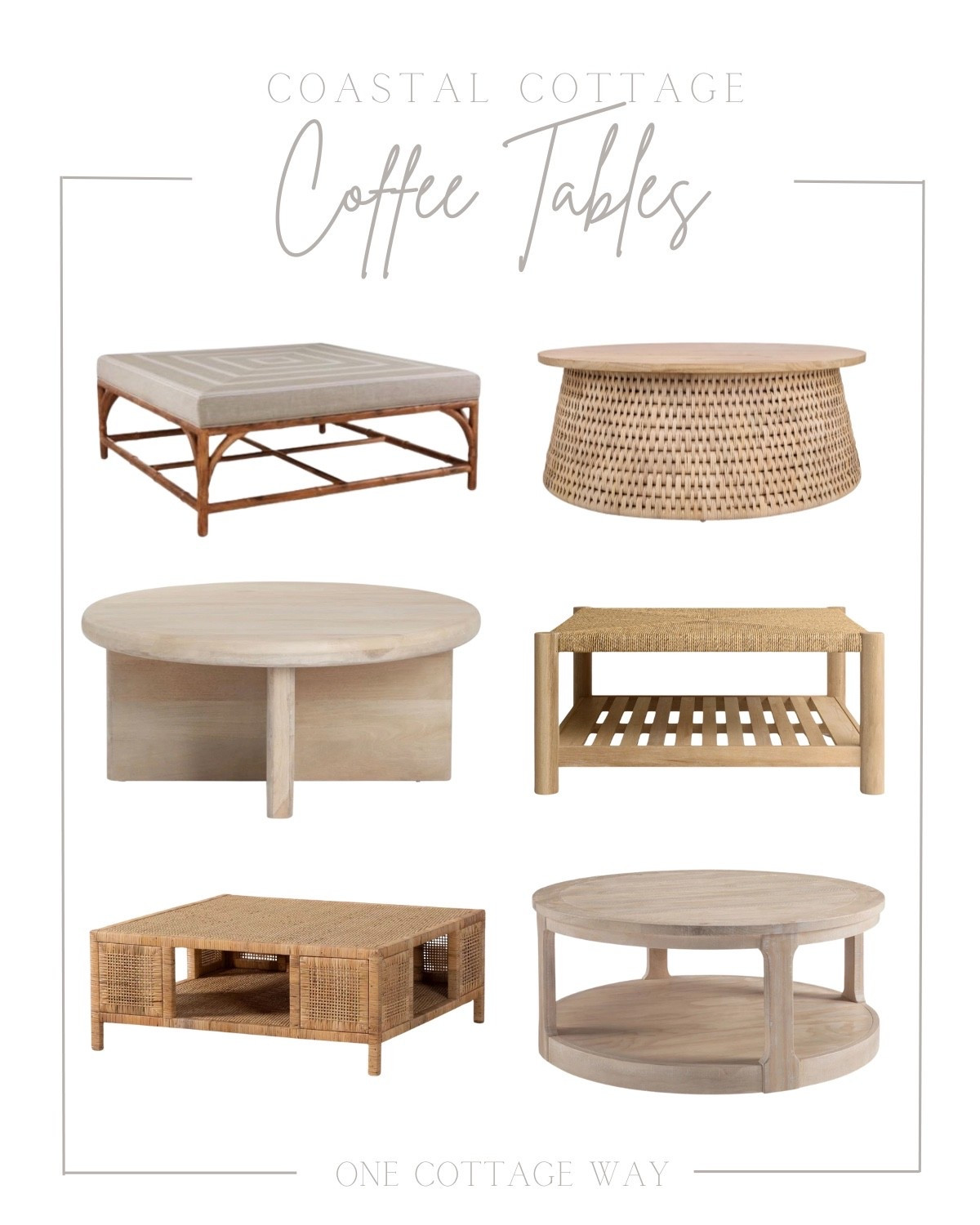 A few of our top coffee table picks  we’re considering for our guest cottage project!🤍 Which is your favorite?

Coffee tables, round coffee table, ottoman, square coffee table, coastal cottage, coastal furniture, living room, affordable, wayfair, pottery barn, serena and lily 

#LTKHome #LTKSaleAlert