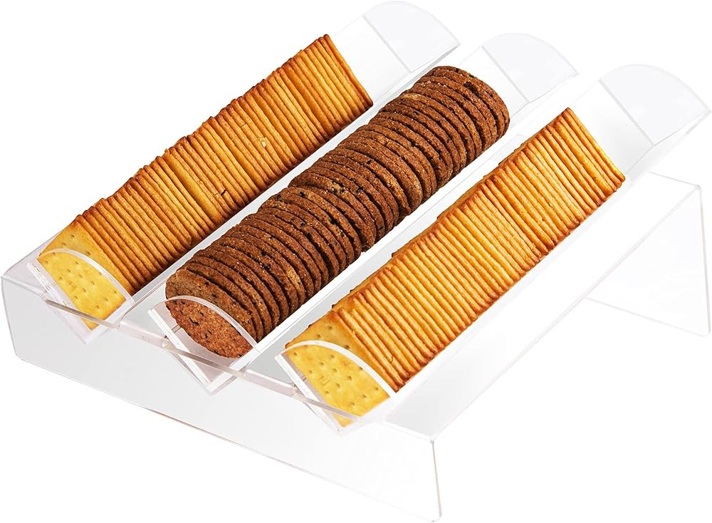 Acrylic Cracker Tray, Acrylic Cookie Display Tray, Inclined Cookie Stand for Display with 3 Slots | Amazon (US)