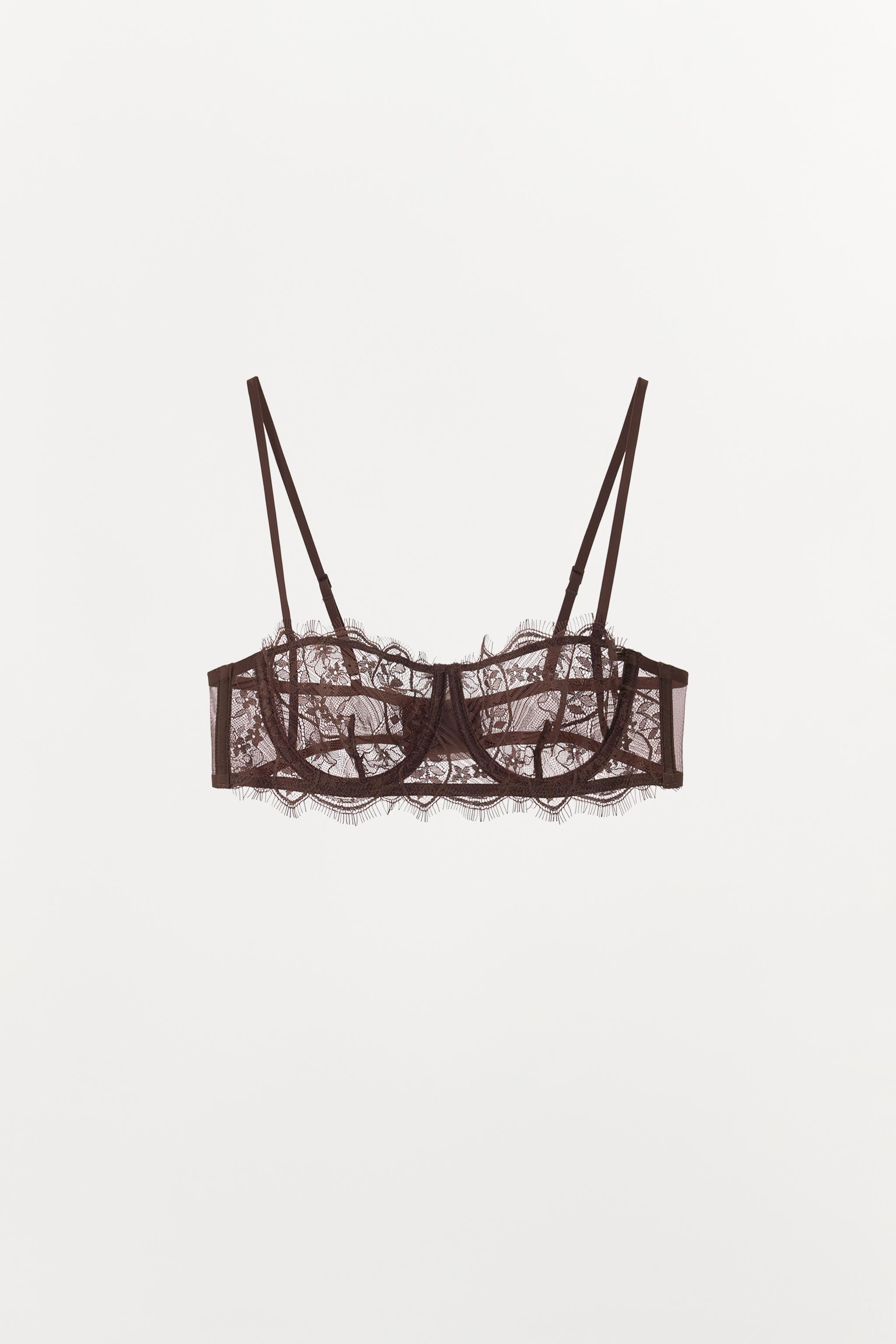 FLORAL EMBROIDERED LACE UNDERWIRE BRALETTE | Zara US