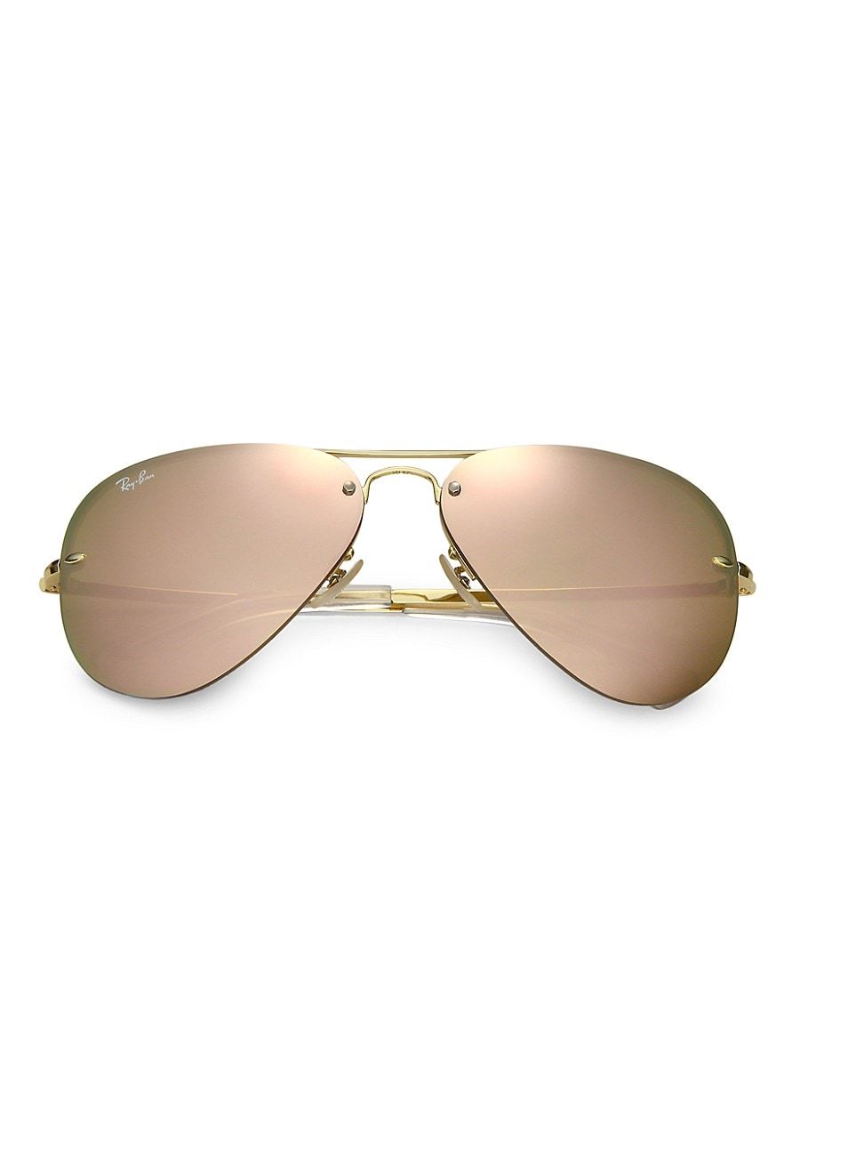 Ray-Ban RB3449 59MM Mirrored Semi-Rimless Aviator Sunglasses | Saks Fifth Avenue