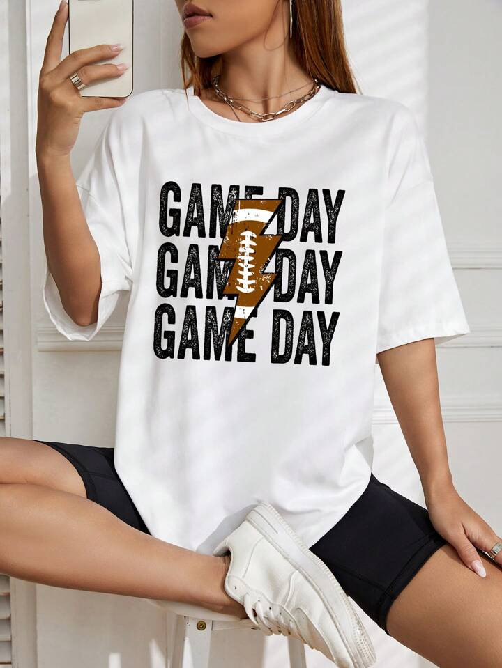 Letter Graphic Drop Shoulder Tee | SHEIN