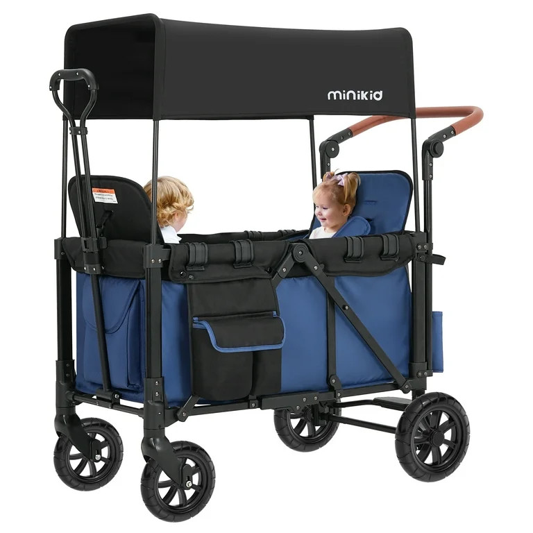 Minikid Baby Wagon Stroller for 2 Kids, Toddler Stroller with Canopy, 5-Point Harness, Adjustable... | Walmart (US)