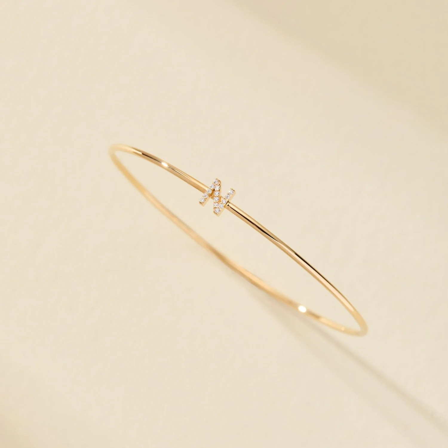 Gold Pavé Initial Bangle | Tiny Tags (US)