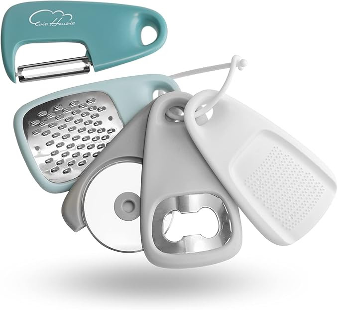Kitchen Gadgets Set 5 Pieces, Space Saving Cooking Tools Cheese Grater, Bottle Opener, Fruit/Vege... | Amazon (US)