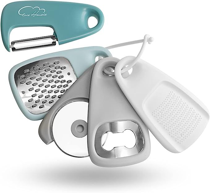 Kitchen Gadgets Set 5 Pieces, Space Saving Cooking Tools Cheese Grater, Bottle Opener, Fruit/Vege... | Amazon (US)