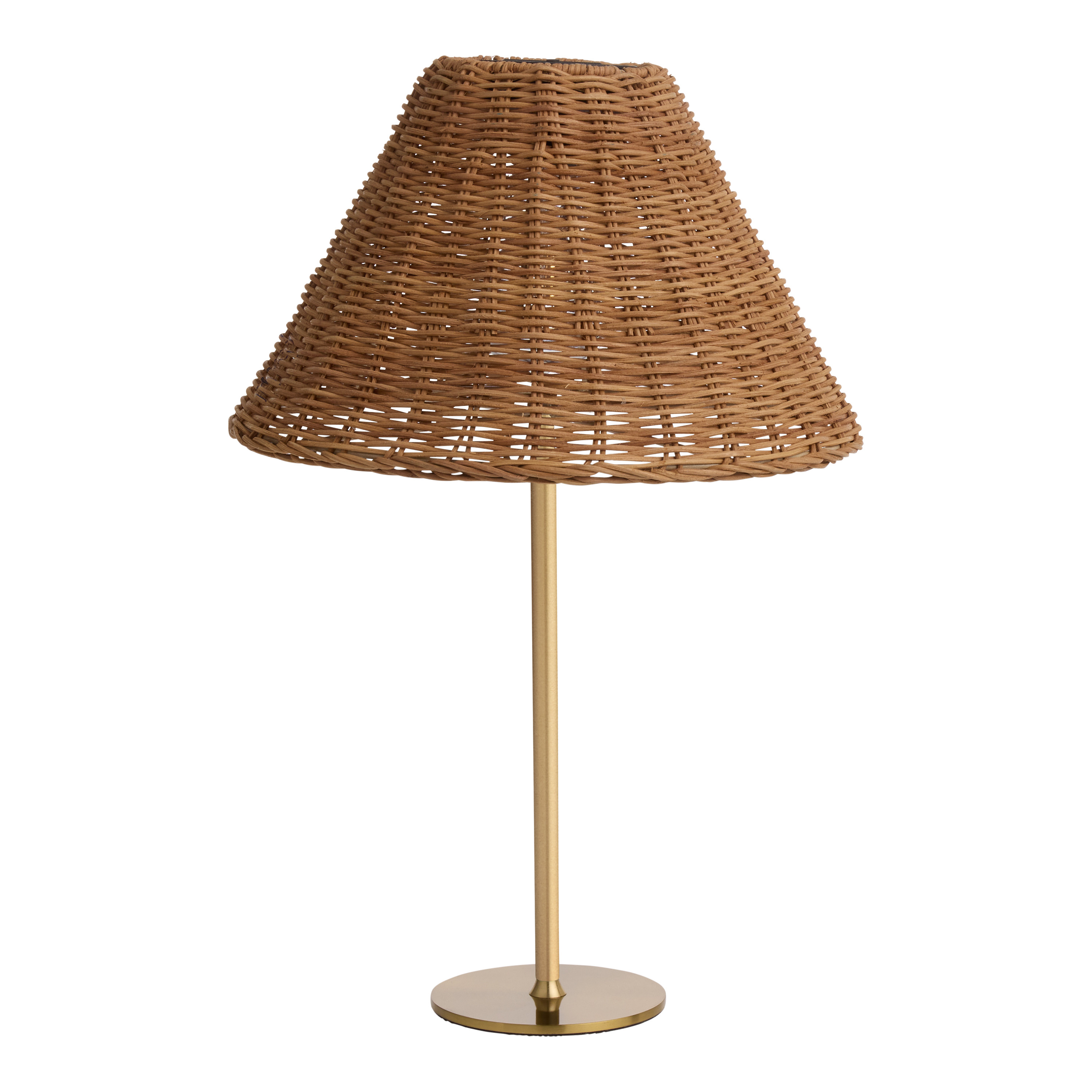 Brass and Brown Rattan Solar LED Table Lamp | World Market
