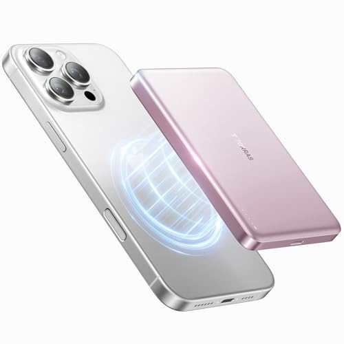 TORRAS MiniMag Power Bank,Ultra-Slim 10,000mAh Magnetic Wireless Portable Charger, 22.5W Fast Charging iPhone Air MagSafe Battery Pack Designed for iPhone 17 Pro Max/17 Pro/Air/16/15/14/13/12, Pink | Amazon (US)